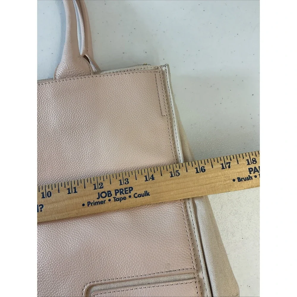 Tory Burch Ella Light Pink‎ Pebbled Leather and Canvas Large Tote Bag